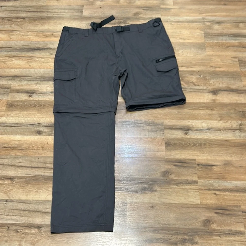 B.C CLOTHING MENS CONVERTIBLE CARGO HIKING SHORTS & PANTS GREY SIZE XXL X32 NEW - Picture 3 of 11